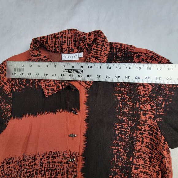 Habitat Womens Orange & Black Tunic Jacket Medium Button Front Asymmetrical Hem - Picture 7 of 9